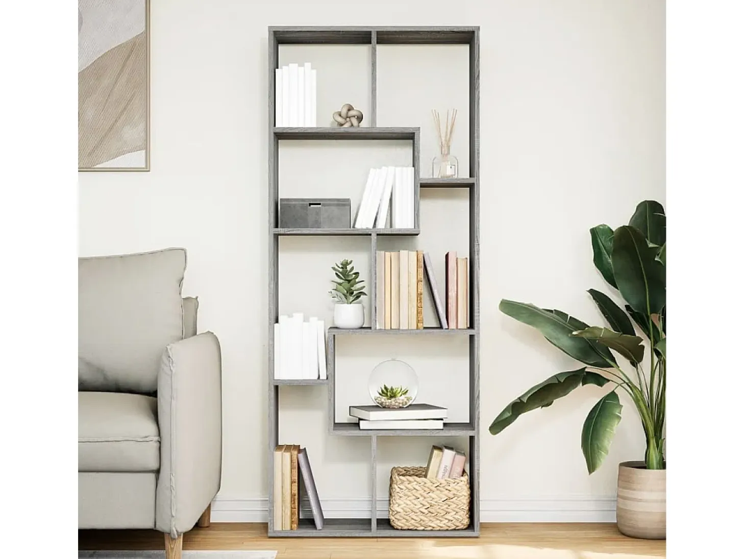 Librería divisora madera ingeniería gris Sonoma 67x25x161,5 cm