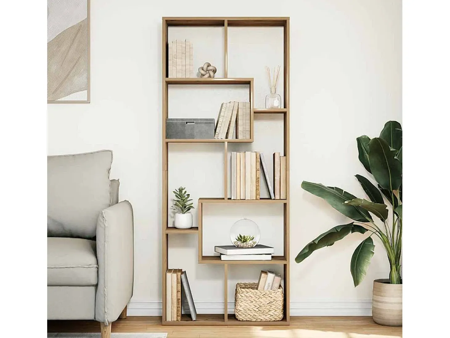 Librería divisora madera ingeniería roble artisan 67x25x161,5cm