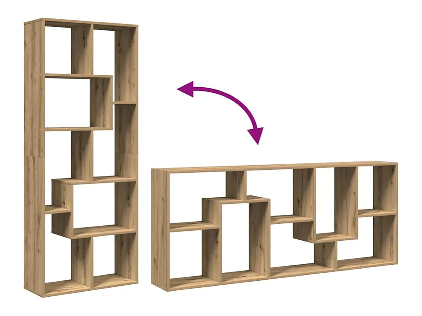 Librería divisora madera ingeniería roble artisan 67x25x161,5cm