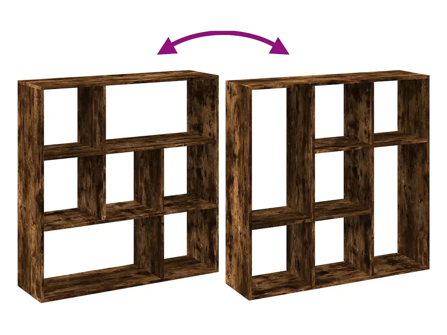 Librería divisora madera roble ahumado 102x29x103,5 cm