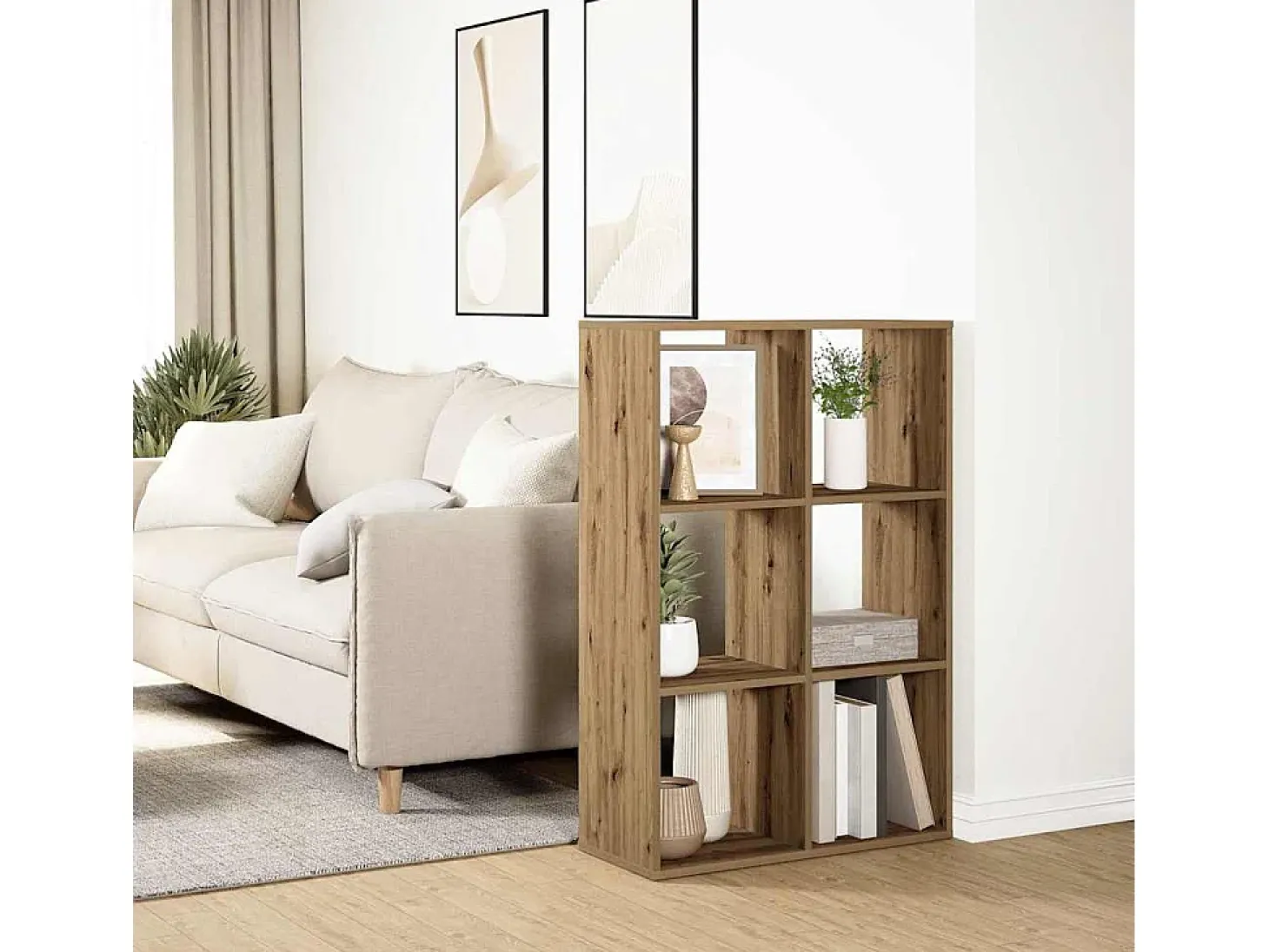 Librería divisora madera roble artisan 69,5x29x103,5 cm