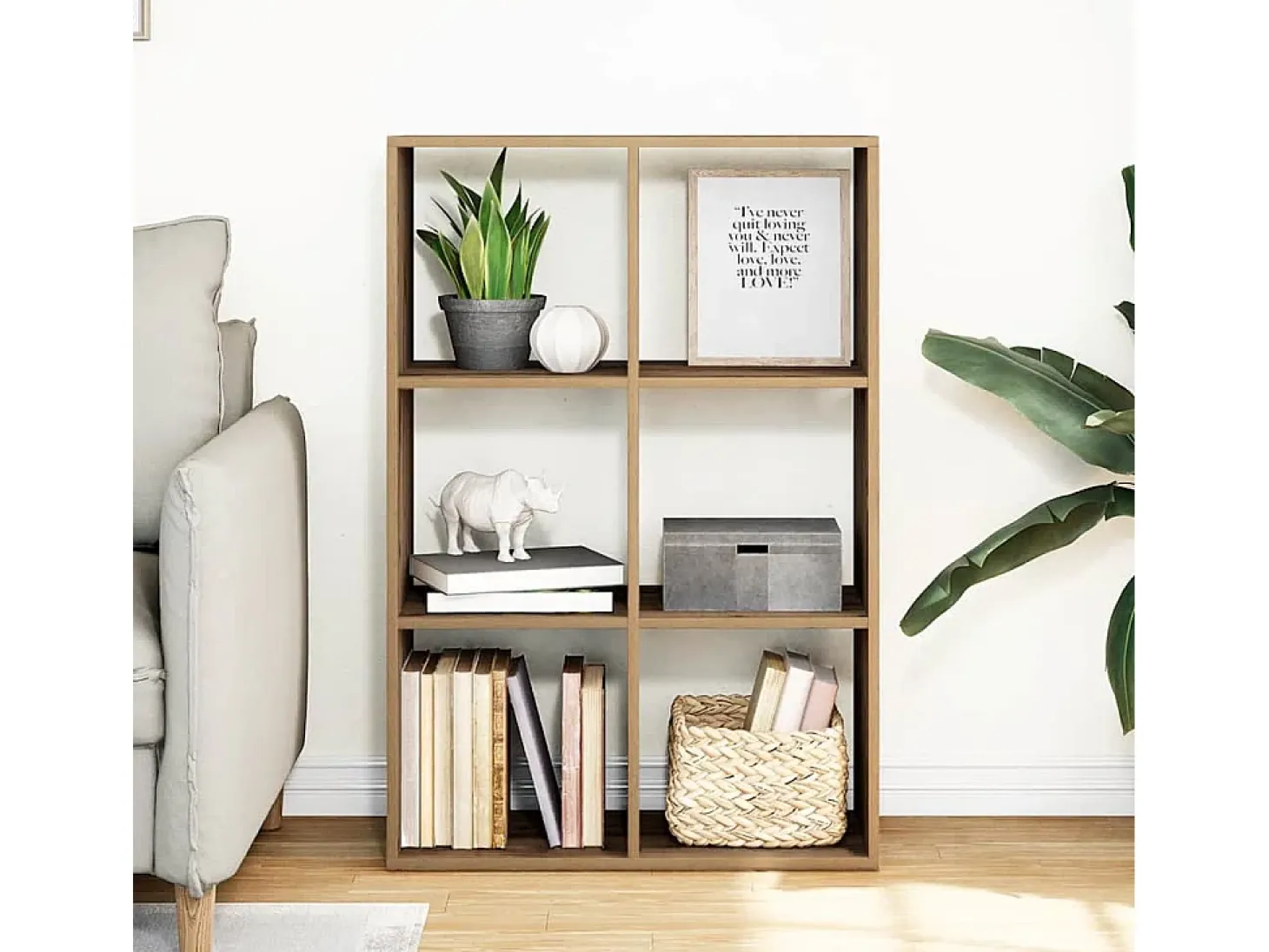 Librería divisora madera roble artisan 69,5x29x103,5 cm