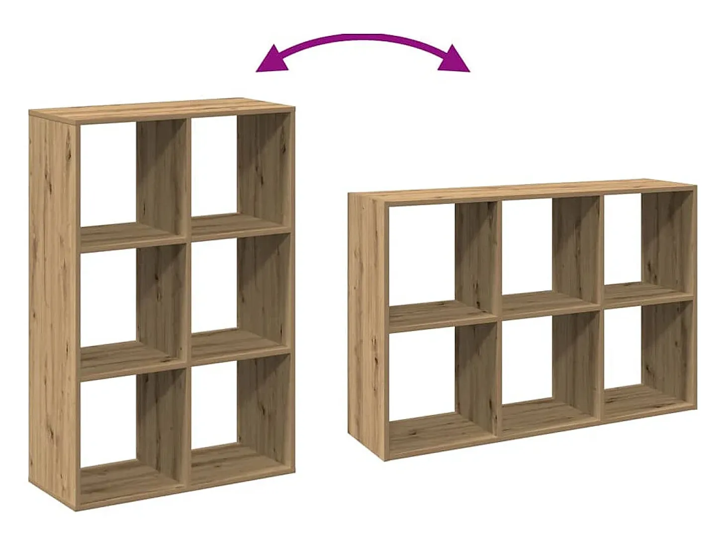 Librería divisora madera roble artisan 69,5x29x103,5 cm