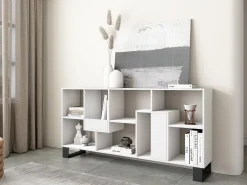 Librería estantería, 174x67x31, Diseño industrial, Blanco