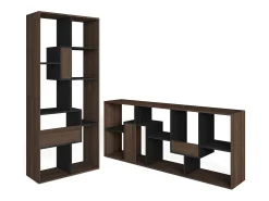 Librería estantería, 162x67x31cm, Con Almacenaje, Roble oscuro y Negro