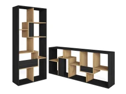 Librería estantería, 162x67x31cm, Con Almacenaje, Negro y roble