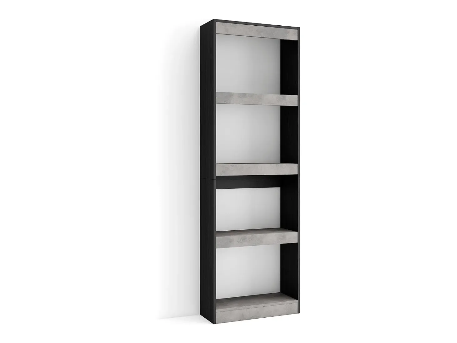 Librería estantería, 60x25x186cm, Salón - Comedor - Oficina, Con Almacenaje, Cemento