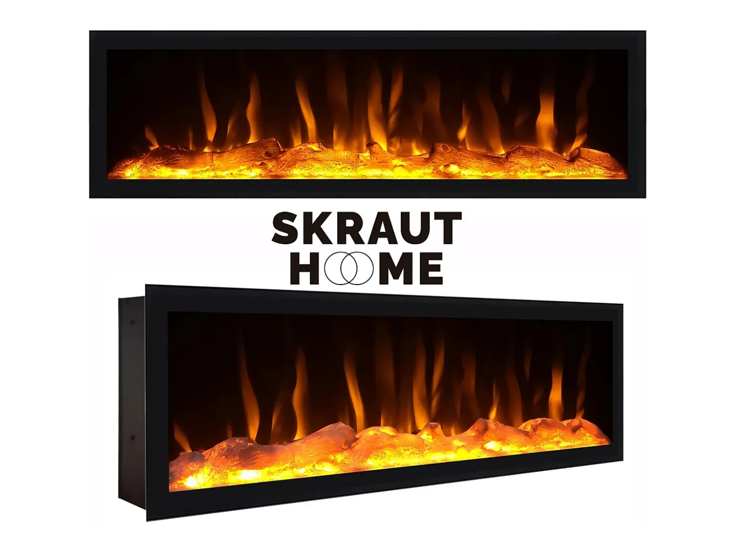 Librería estantería, 110x25x186cm, Salón - Comedor - Oficina, Chimenea eléctrica, Roble y negro