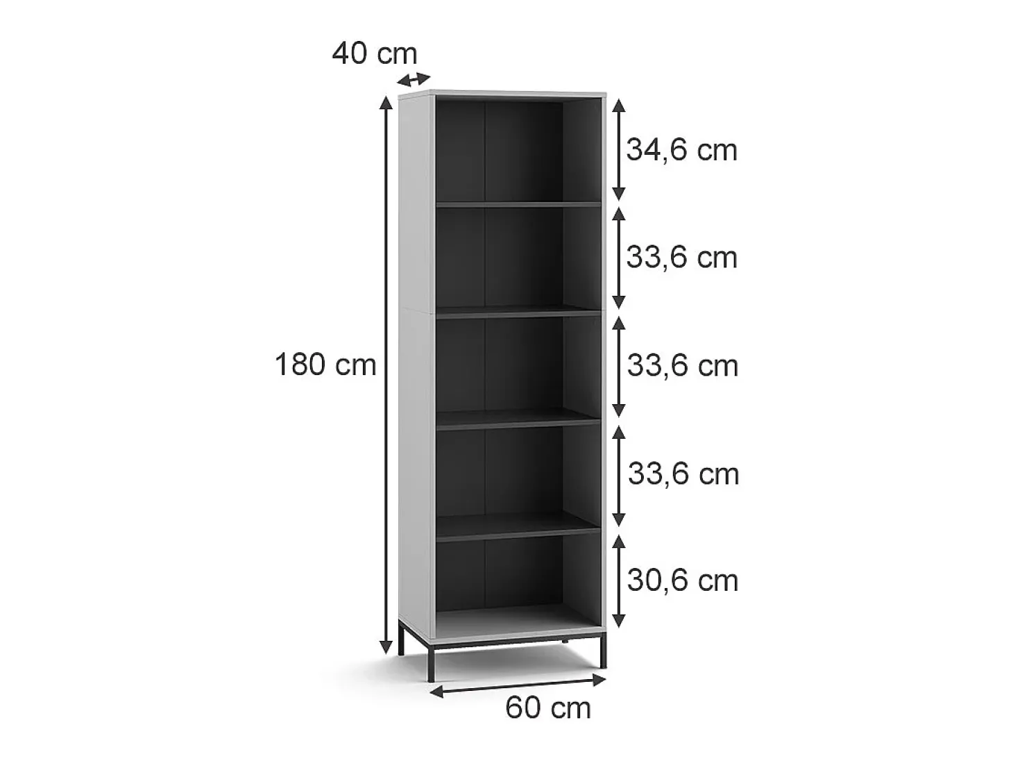 Librería gris 60x40x180 eliza