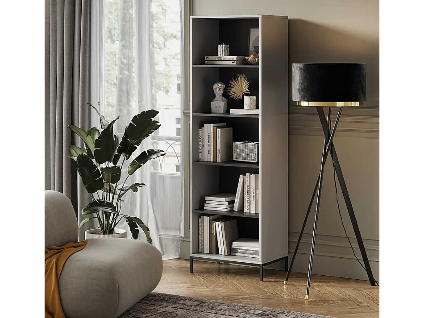 Librería gris 60x40x180 eliza