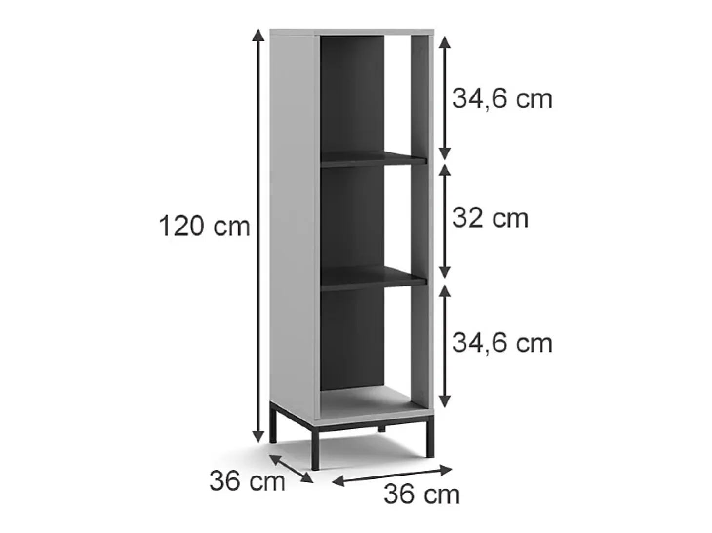 Librería gris 36x36x120 eliza