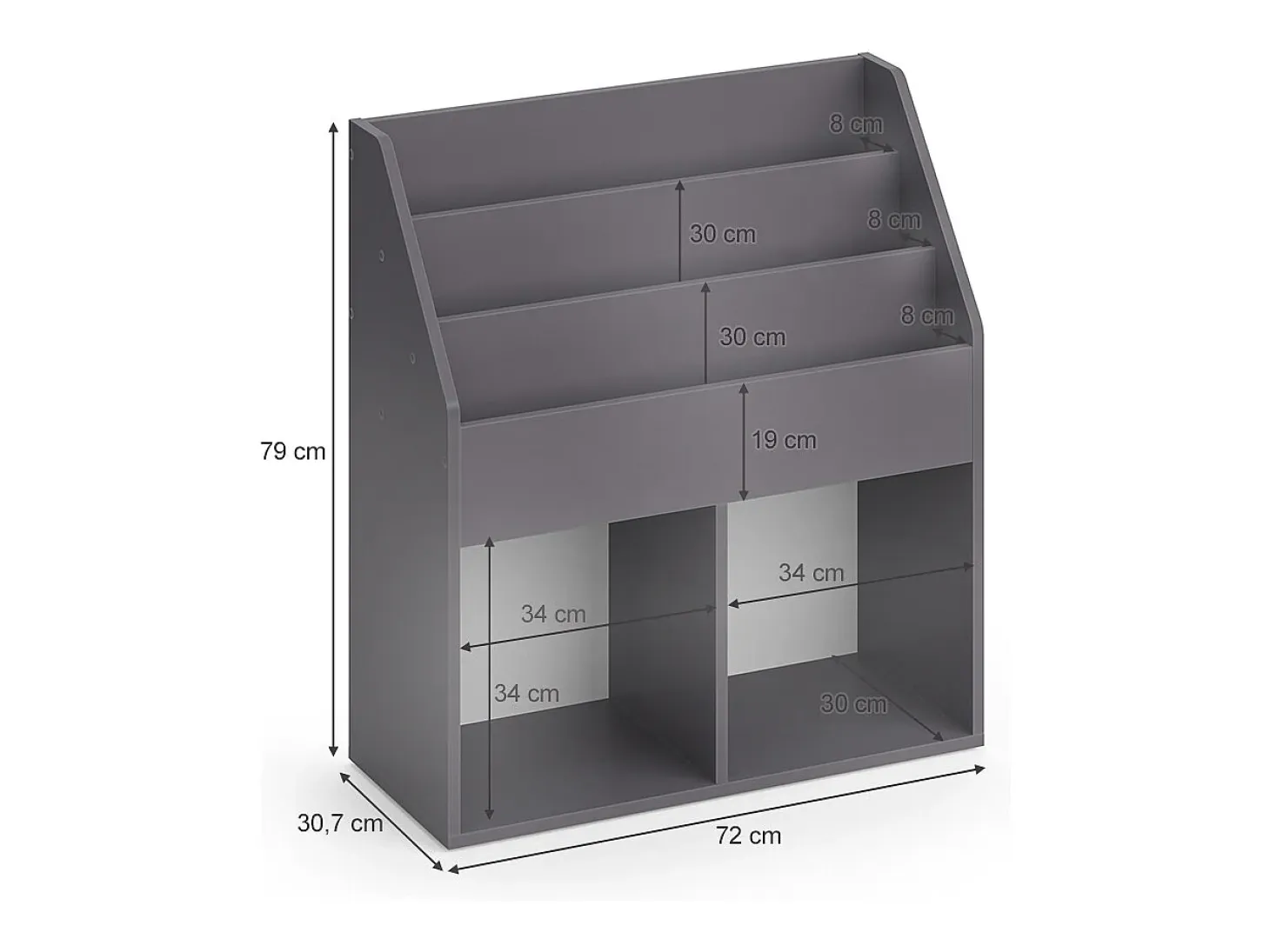 Librería gris 72x30.7x79 luigi