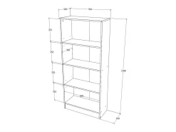 Librería haaus Flint, 3 estantes, Blanco, 70 x 32 x 159 cm