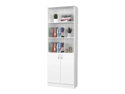 Librería haaus Flint, con puertas inferiores y 2 estantes, Blanco, 70 x 32 x 196 cm