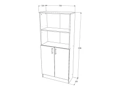 Librería haaus Flint, con puertas inferiores y 1 estante, Blanco, 70 x 32 x 159 cm