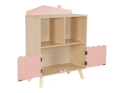 Librería infantil de 2 estantes y 2 puertas rosa