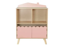 Librería infantil de 2 estantes y 2 puertas rosa