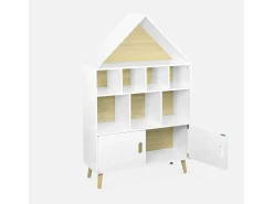 Librería infantil de madera con 8 compartimentos y 2 puertas blanco