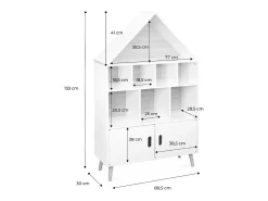 Librería infantil de madera con 8 compartimentos y 2 puertas blanco