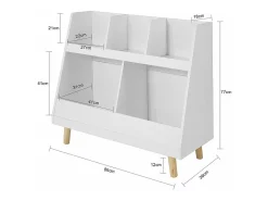 Librería Infantil para niños Estantería estándar Infantil Blanco 86 x 36 x 77cm KMB19-W SoBuy ES