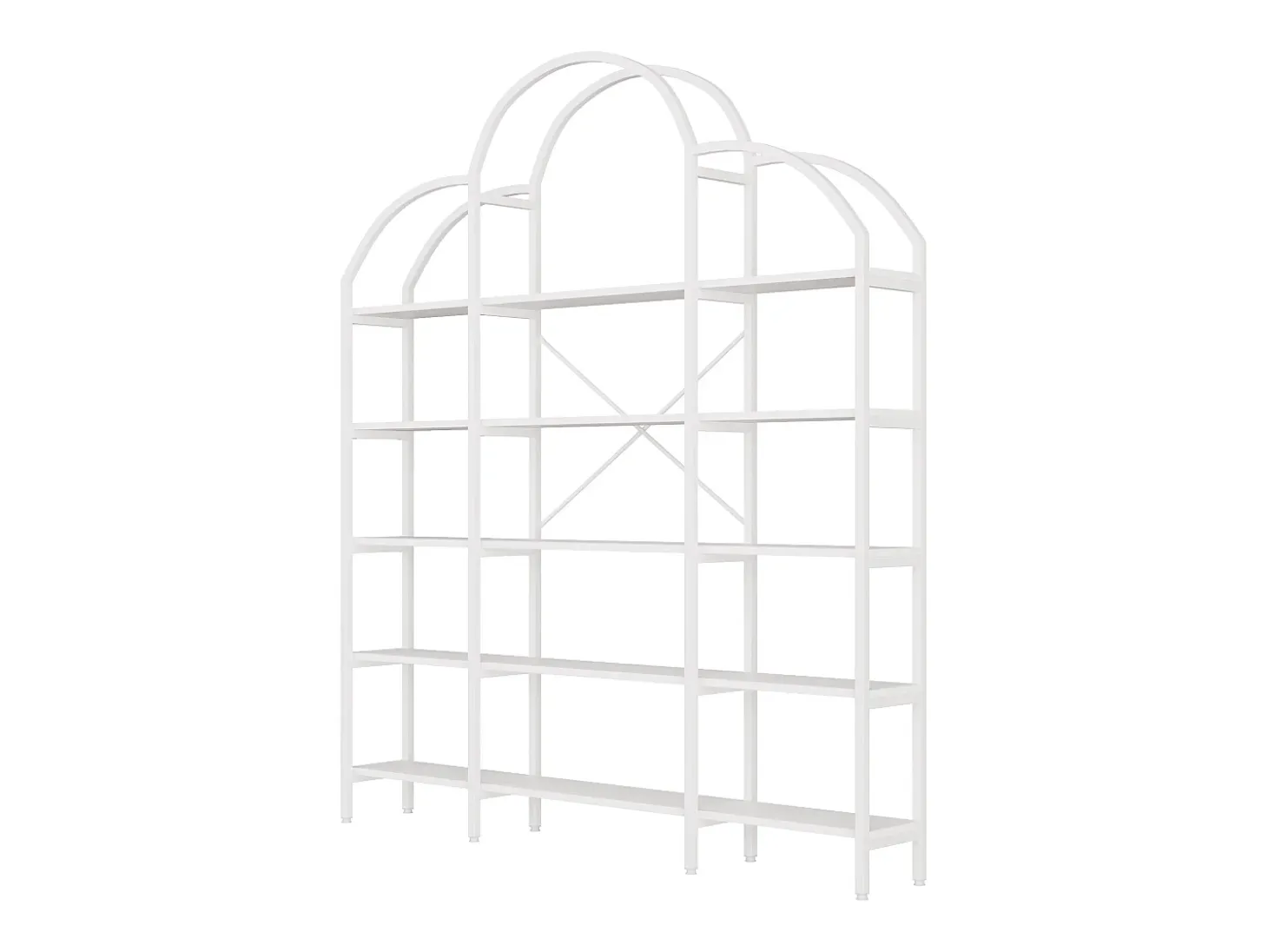 Librería moderna de metal 170×26×190 cm - forma de nube - 5 niveles de almacenamiento - blanco