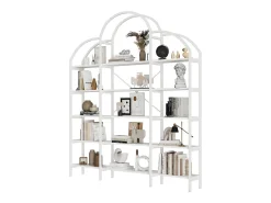 Librería moderna de metal 170×26×190 cm - forma de nube - 5 niveles de almacenamiento - blanco