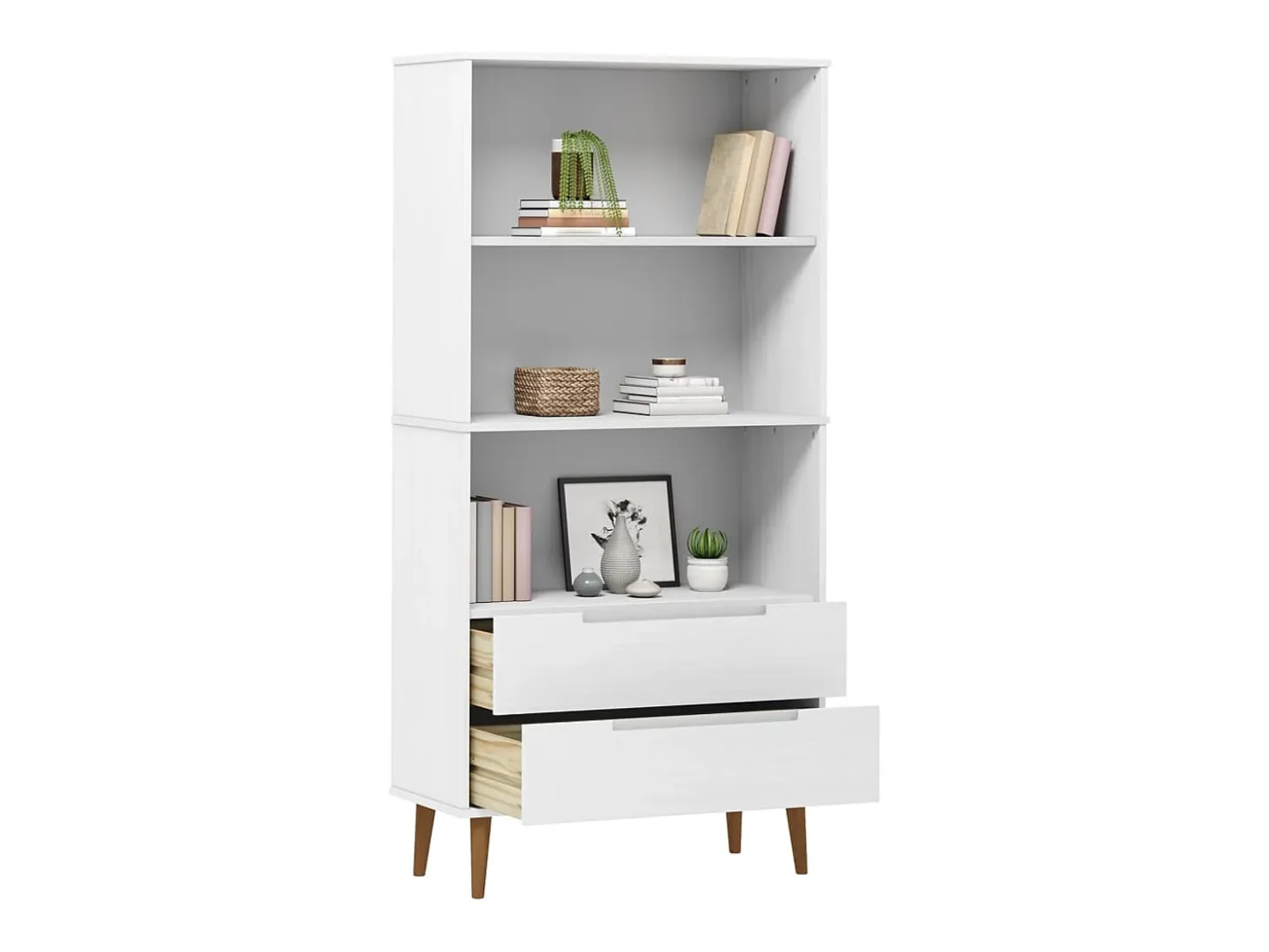 Librería MOLDE madera maciza de pino blanco 85x35x170,5 cm