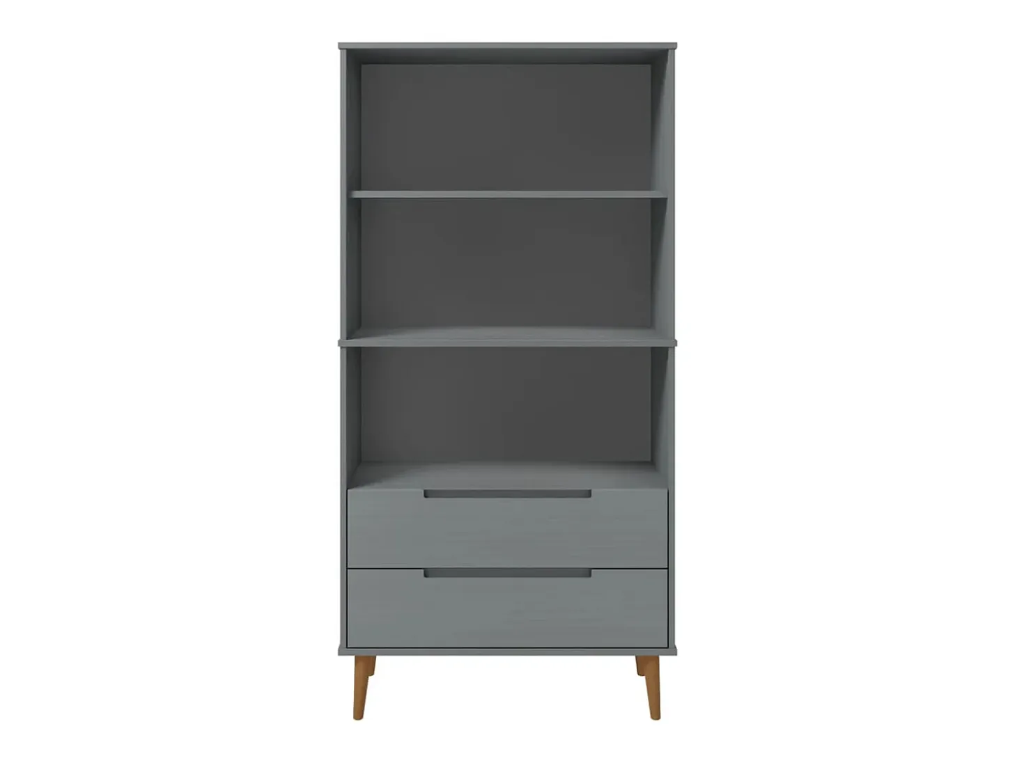 Librería MOLDE madera maciza de pino gris 85x35x170,5 cm