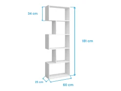 Librería Neón Blanco Mate 5 Estantes 181x60x25 cm