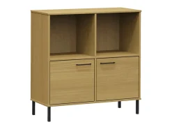 Librería patas de metal OSLO madera maciza marrón 90x35x90,5 cm
