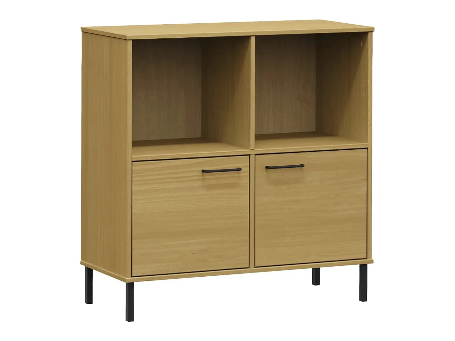 Librería patas de metal OSLO madera maciza marrón 90x35x90,5 cm