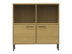 Librería patas de metal OSLO madera maciza marrón 90x35x90,5 cm