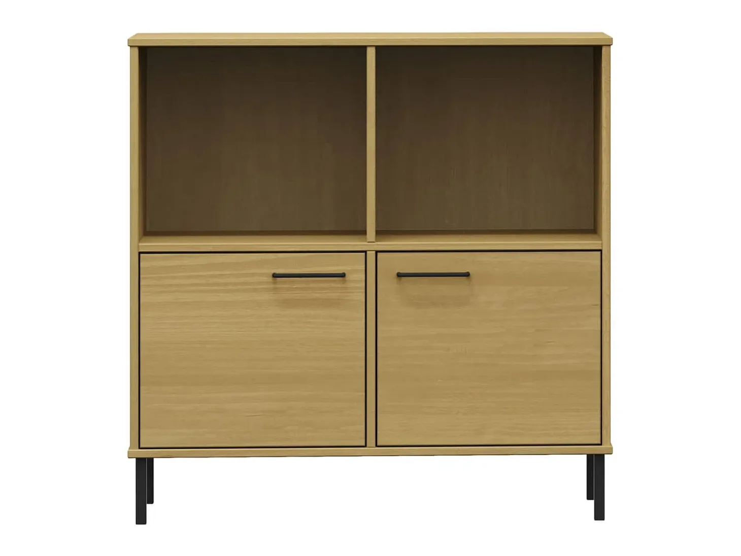 Librería patas de metal OSLO madera maciza marrón 90x35x90,5 cm