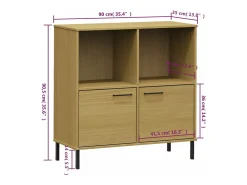 Librería patas de metal OSLO madera maciza marrón 90x35x90,5 cm