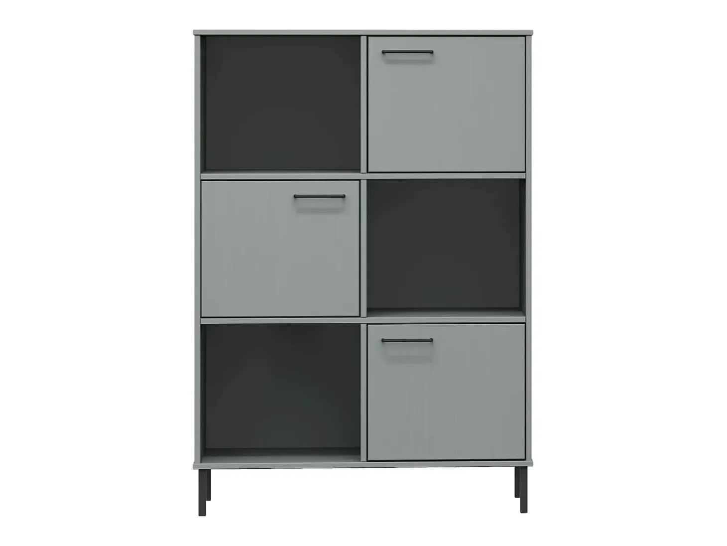 Librería patas de metal OSLO madera maciza gris 90x35x128,5cm