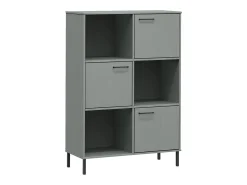Librería patas de metal OSLO madera maciza gris 90x35x128,5cm