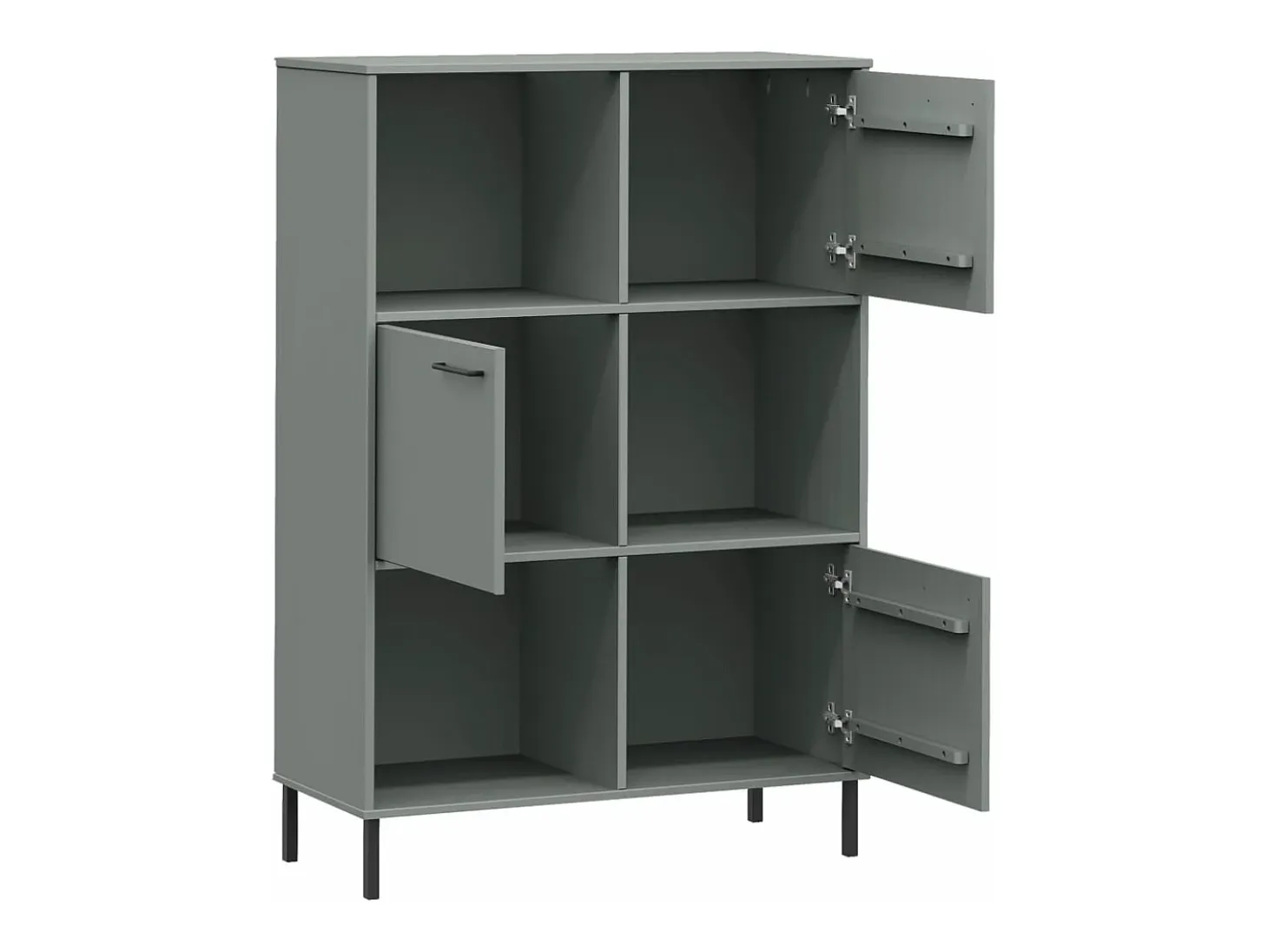Librería patas de metal OSLO madera maciza gris 90x35x128,5cm