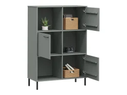 Librería patas de metal OSLO madera maciza gris 90x35x128,5cm