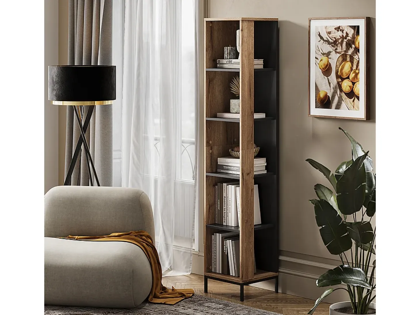 Librería roble vikingo 36x36x188 eliza