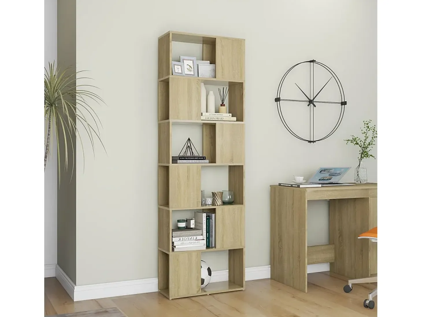 Librería separador contrachapada roble Sonoma 60x24x186 cm