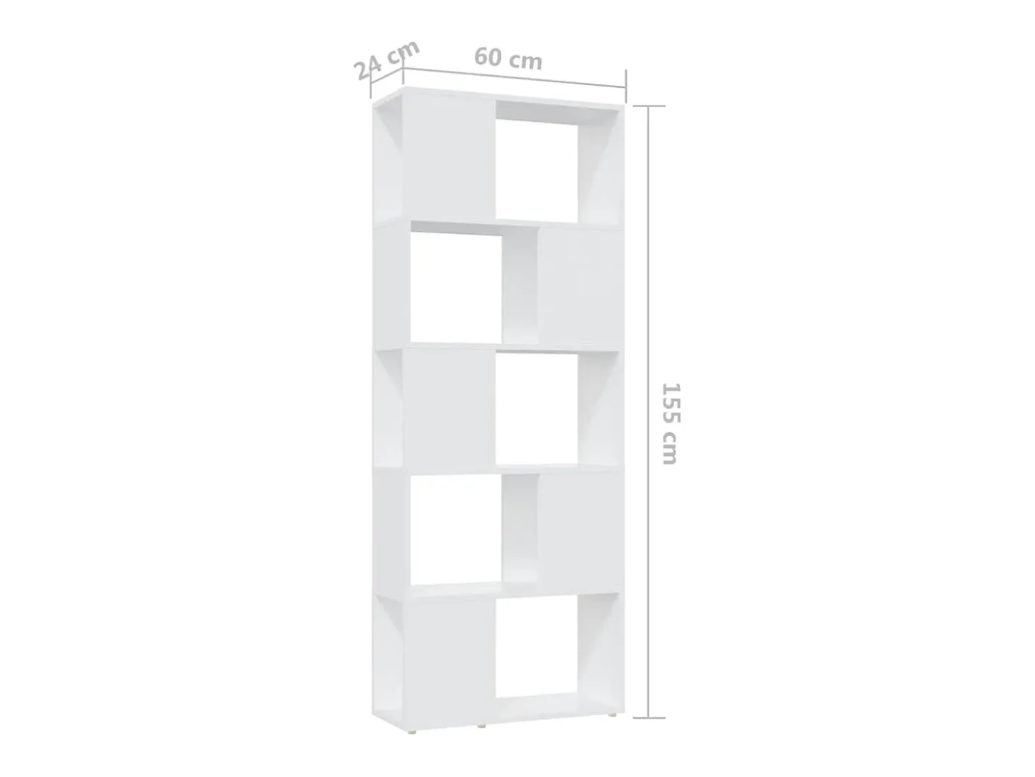 Librería separador madera contrachapada blanco 60x24x155 cm