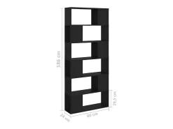 Librería separador madera contrachapada negro 80x24x186 cm