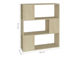 Librería separador madera contrachapada roble Sonoma 80x24x94cm