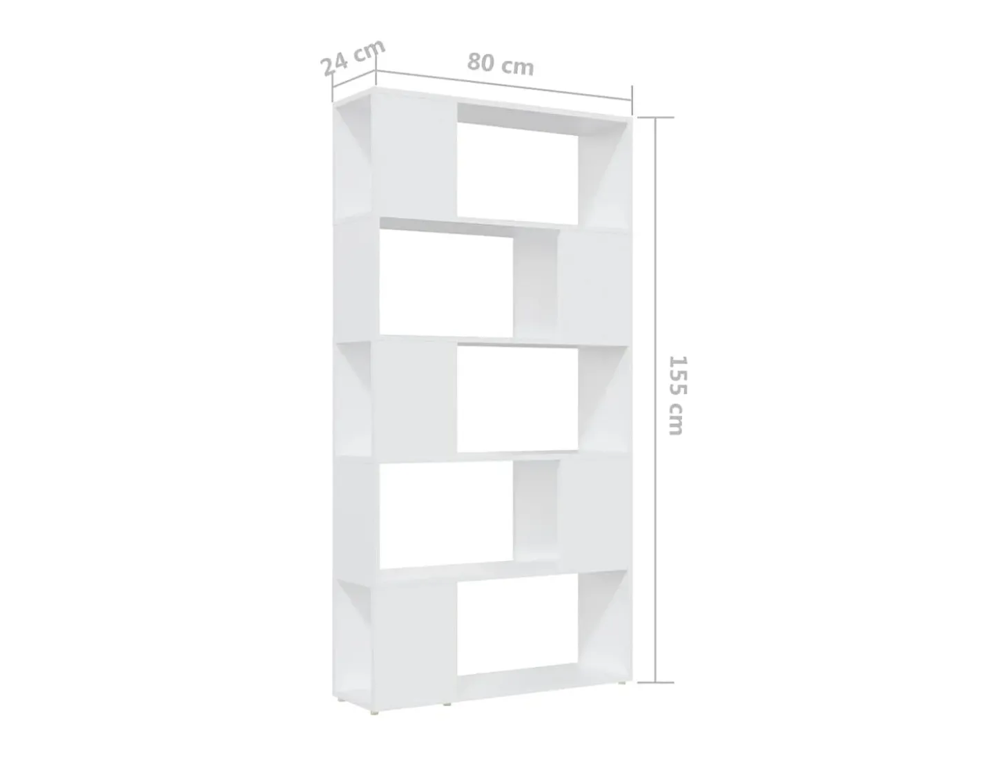 Librería separador madera contrachapada blanco 80x24x155 cm