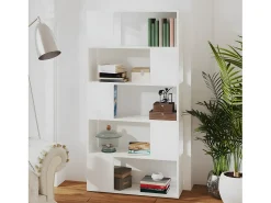 Librería separador madera contrachapada blanco 80x24x155 cm