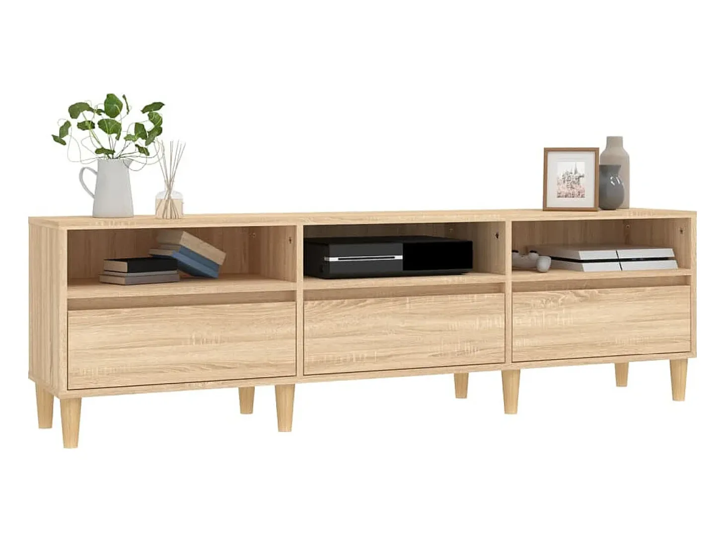 Lin Mueble de TV madera contrachapada roble Sonoma 150x30x44,5 cm