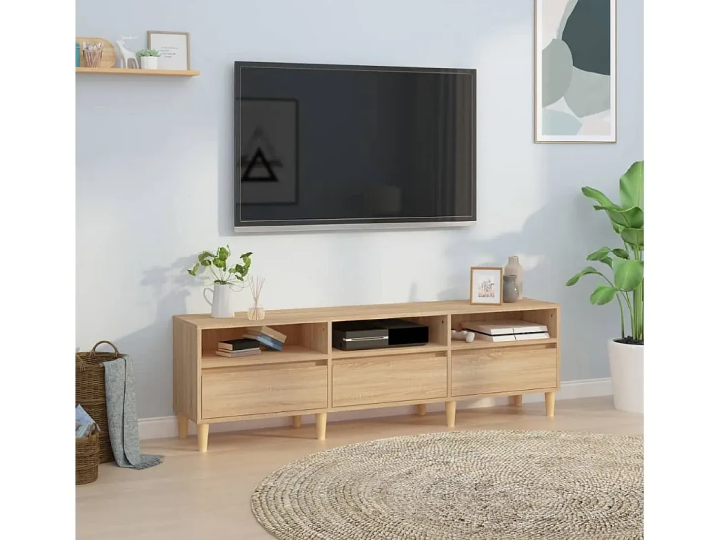 Lin Mueble de TV madera contrachapada roble Sonoma 150x30x44,5 cm