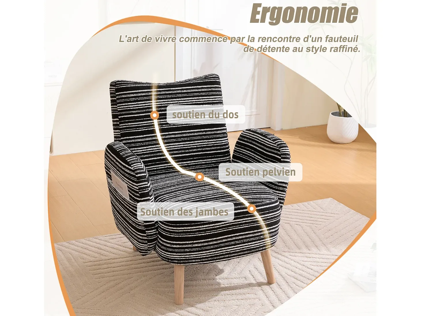 Línea 1.0 - Sillón Relax Bouclé con Reposabrazos con Bolsillos - Confort Ergonómico - Color Caqui - Para Decorar Cualquier Habitación