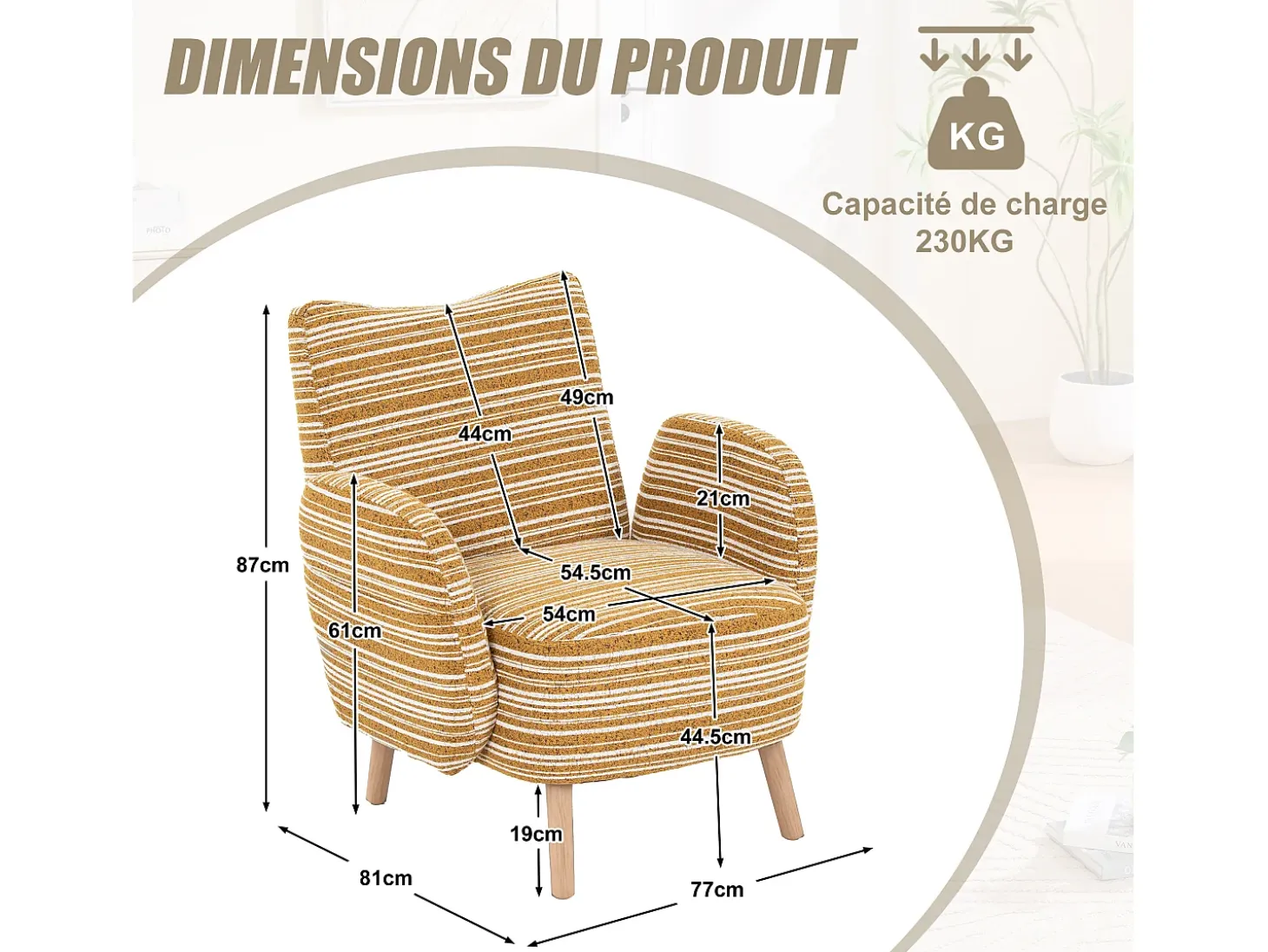 Línea 1.0 - Sillón Relax Bouclé con Reposabrazos con Bolsillos - Confort Ergonómico - Para Decorar Cualquier Habitación