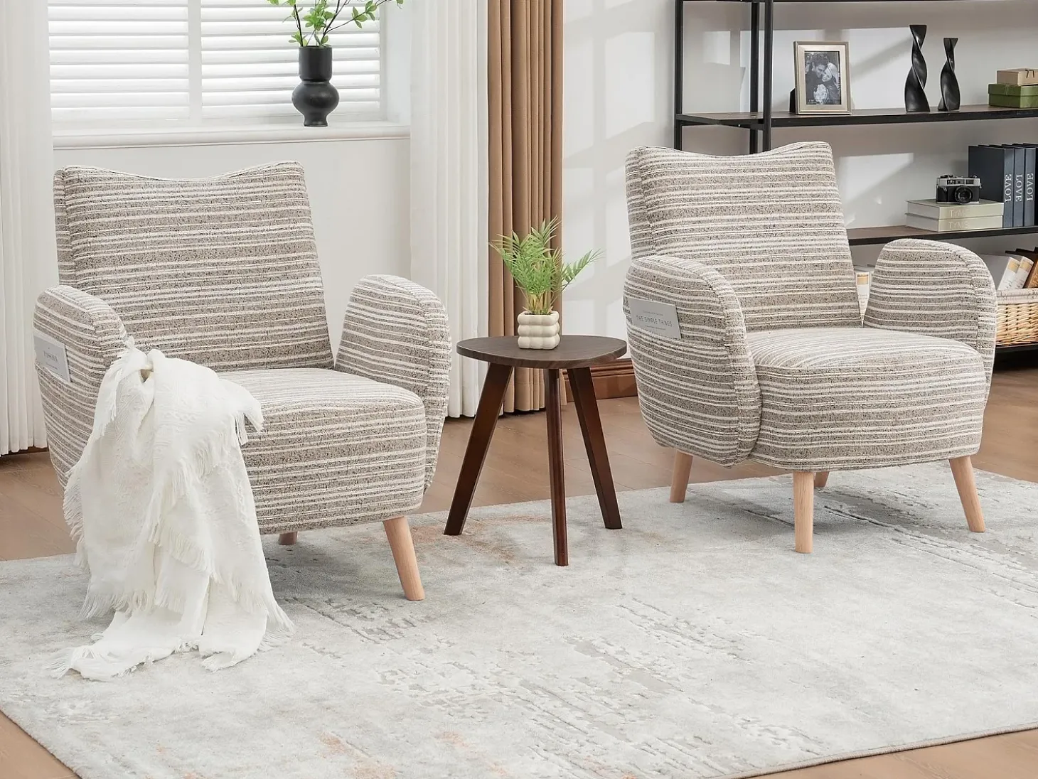 Línea 1.0 - Sillón Relax Bouclé con Reposabrazos con Bolsillos - Confort Ergonómico - Color Caqui - Para Decorar Cualquier Habitación